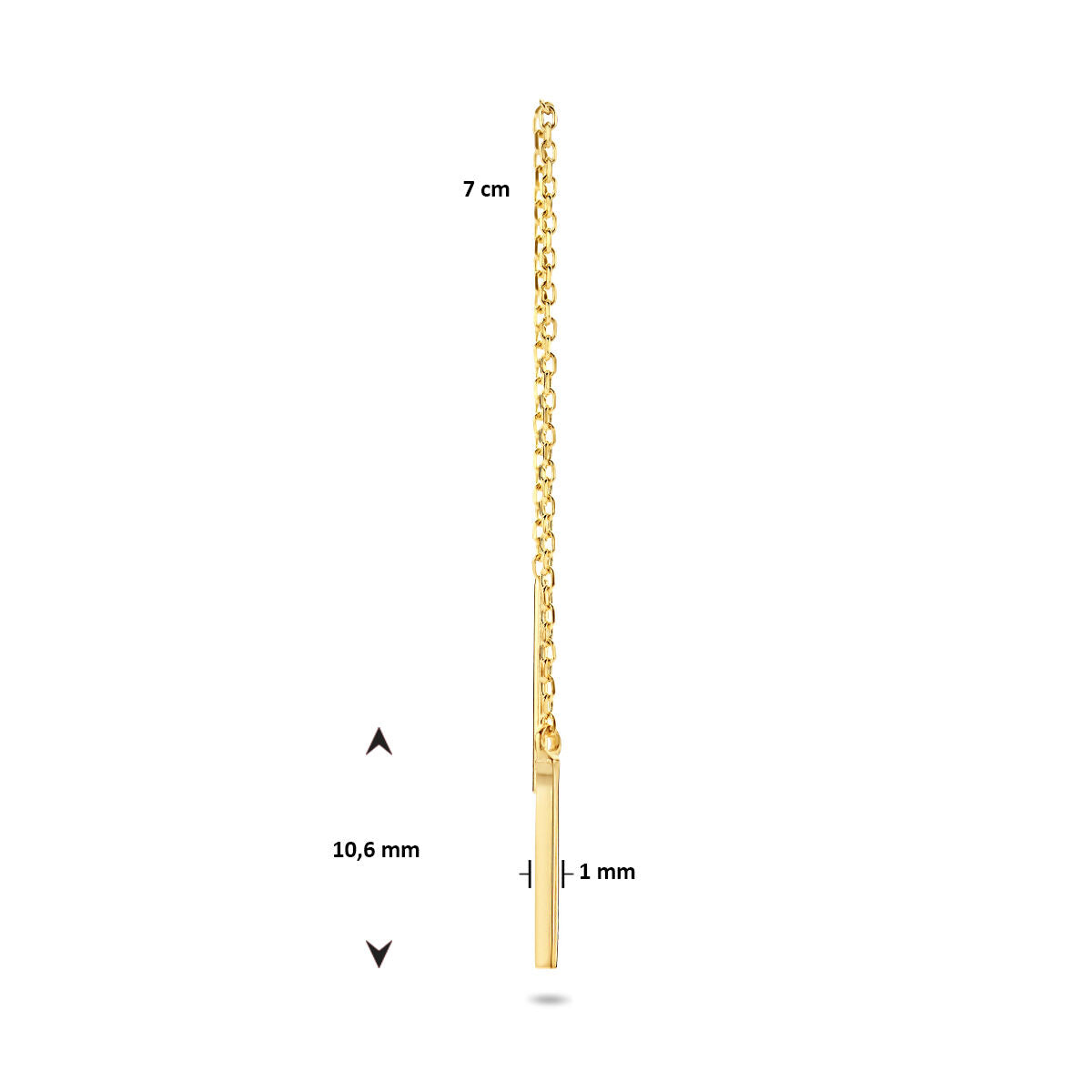 orecchino a filo passante barretta al pezzo 14K oro giallo
