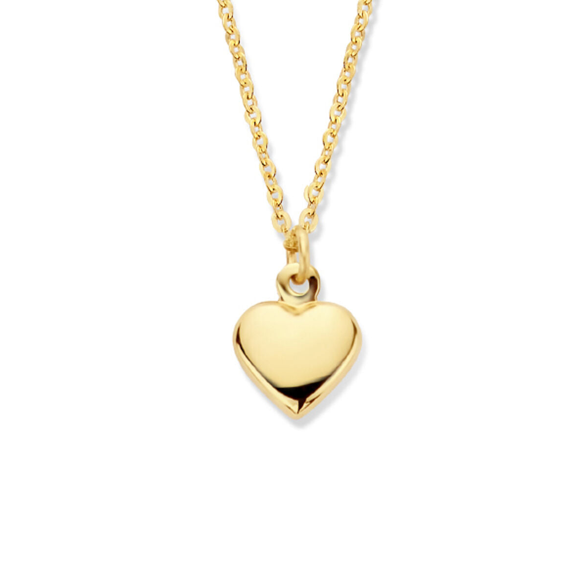 Collana in oro 14K con ciondolo a forma di cuore lucido.