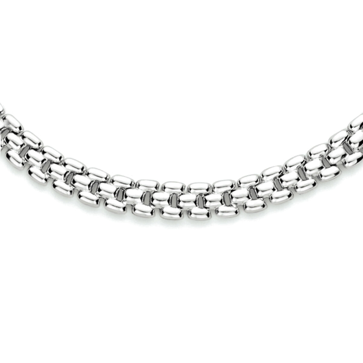 Collana panter in argento rodiato, 6,9 mm di larghezza e 43 cm di lunghezza.