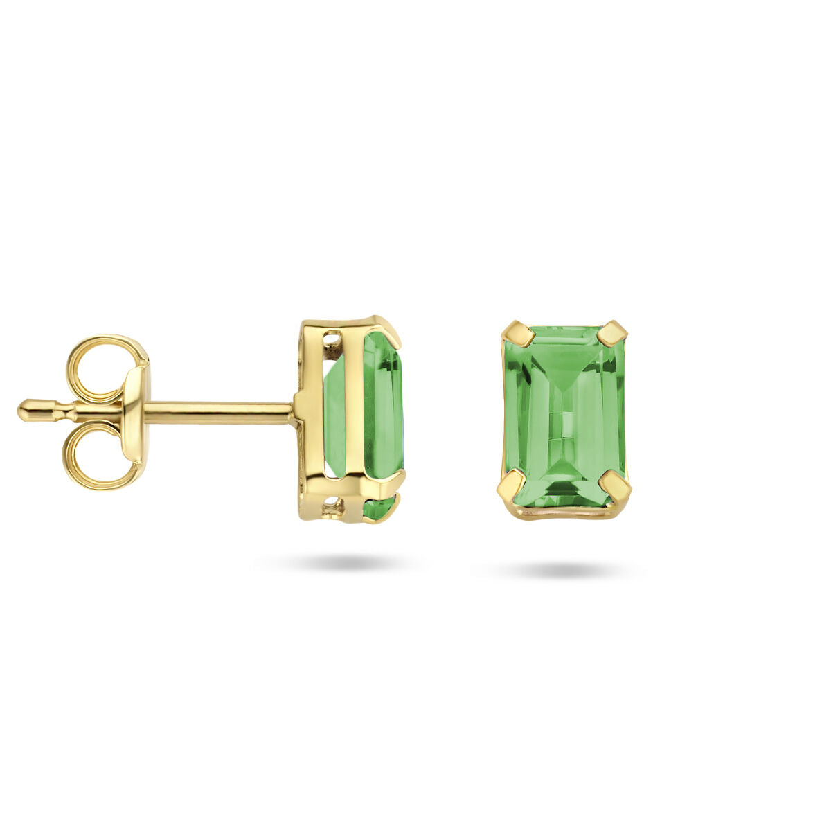 orecchini a bottone agata verde 14K oro giallo
