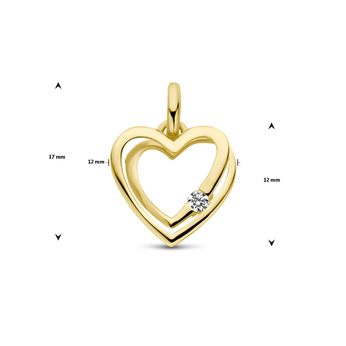 ciondolo cuore con zircone in oro giallo 14K