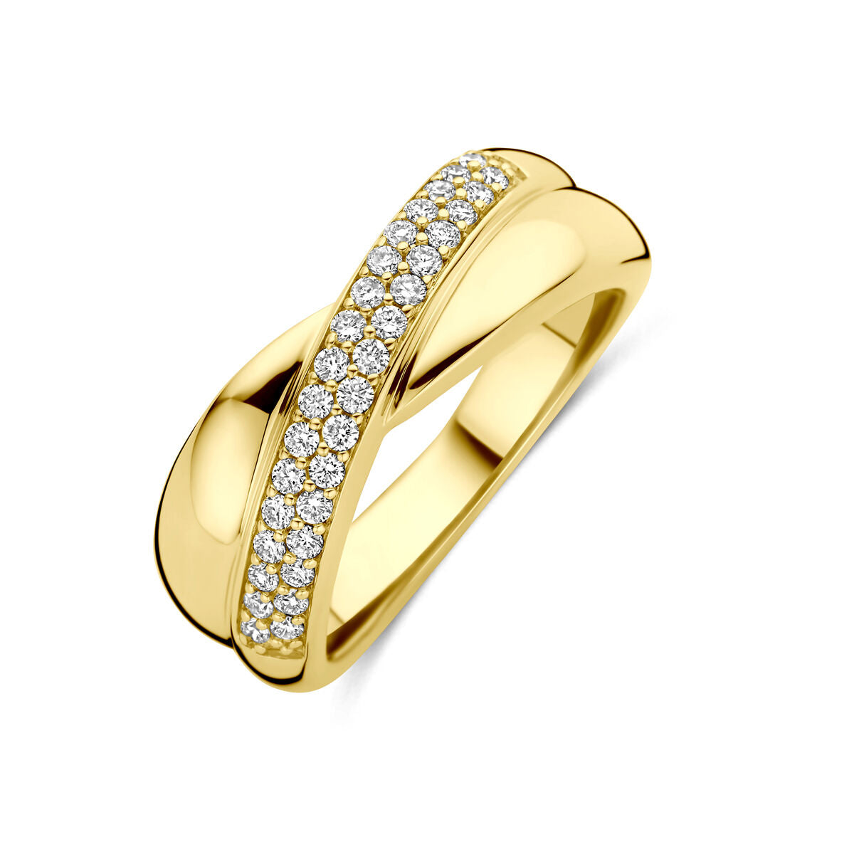 Anello da donna in oro giallo 14k con diamanti lab-grown da 0,30 ct.
