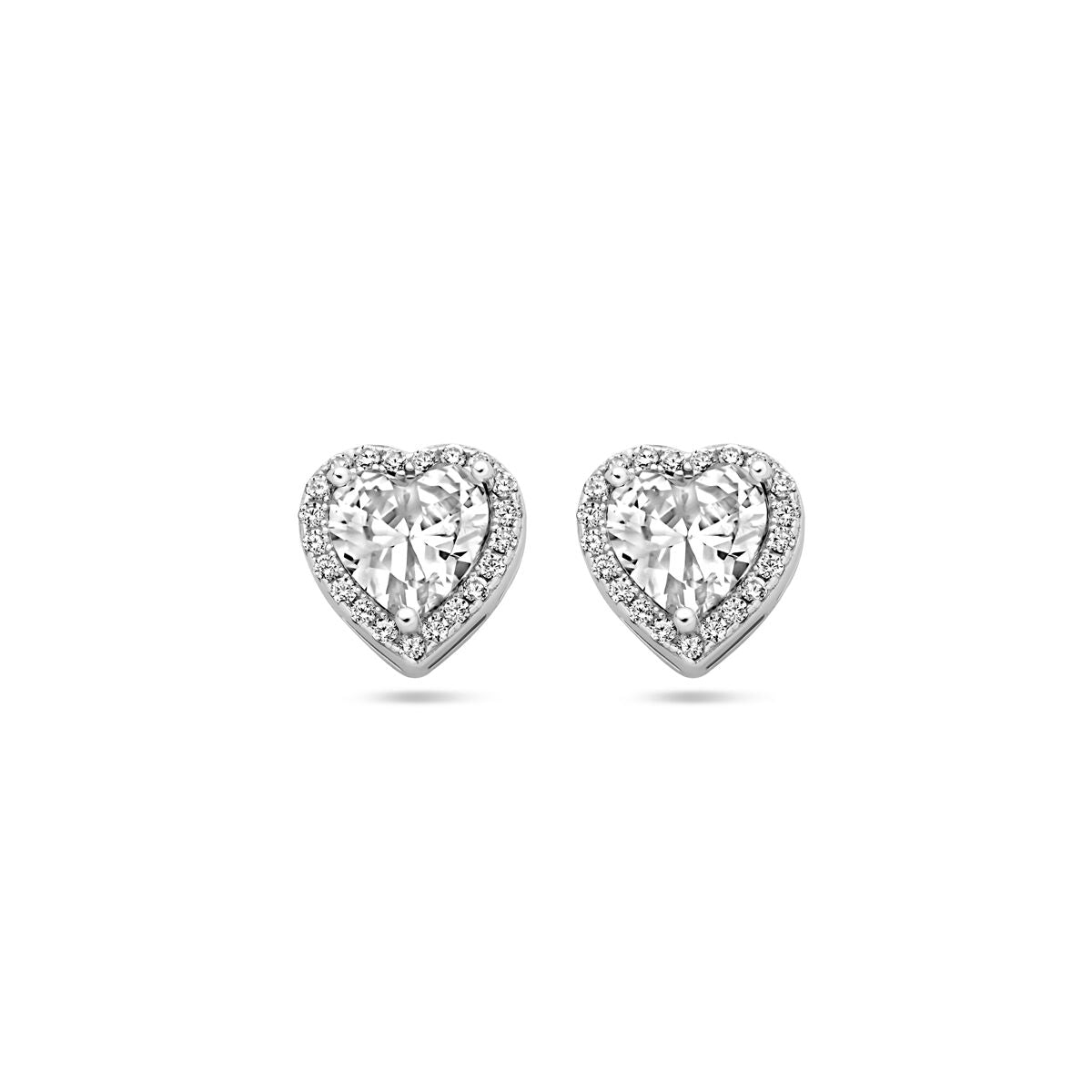 orecchini a bottone cuoricino zircone halo argento rodiato