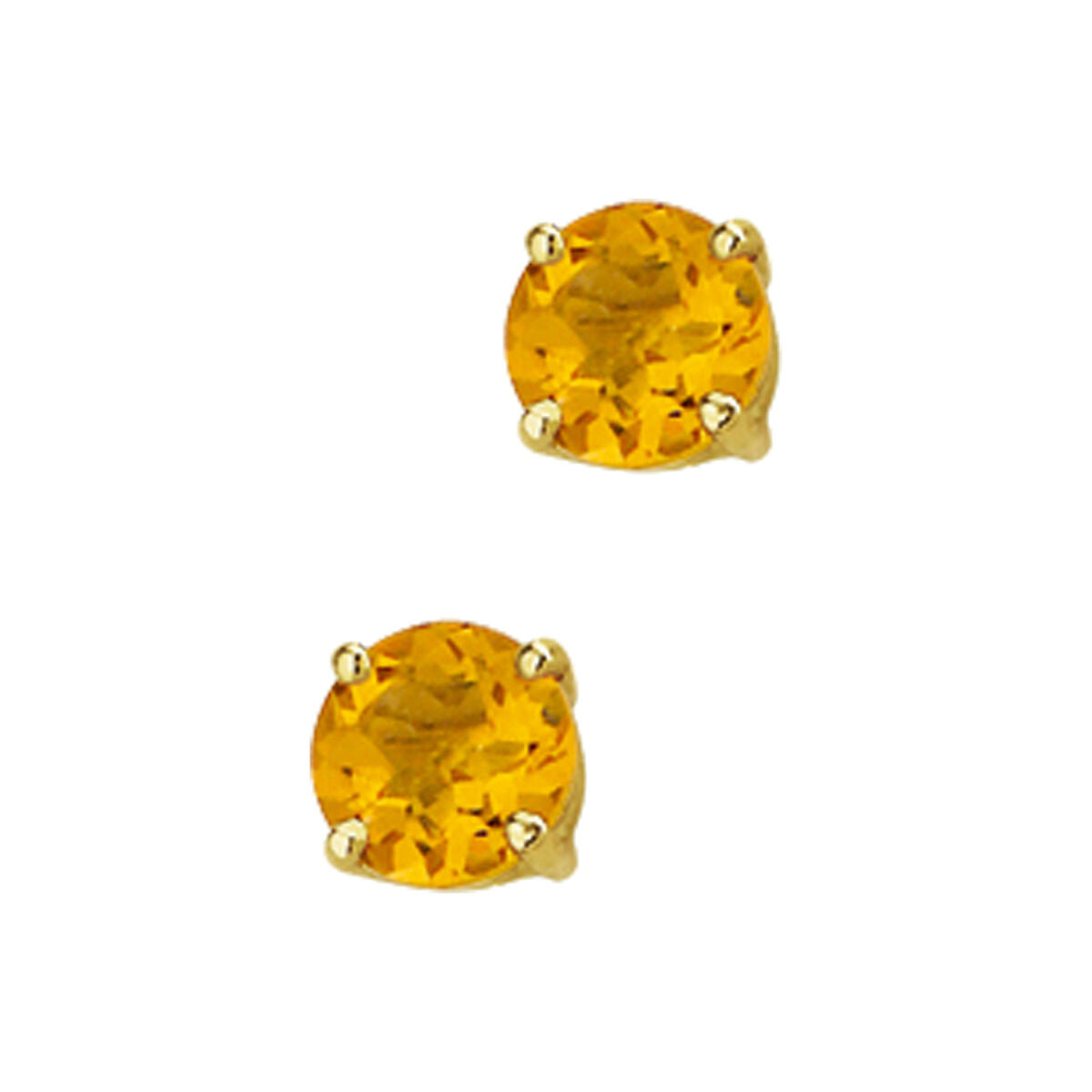 Orecchini in oro giallo 14K con pietre di citrino rotonde.