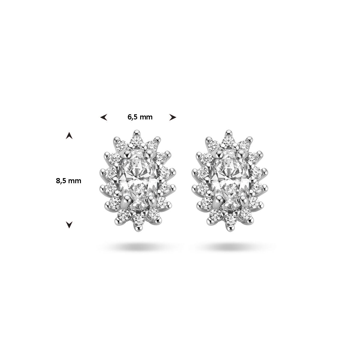orecchini a bottone zirconia halo argento rodiato