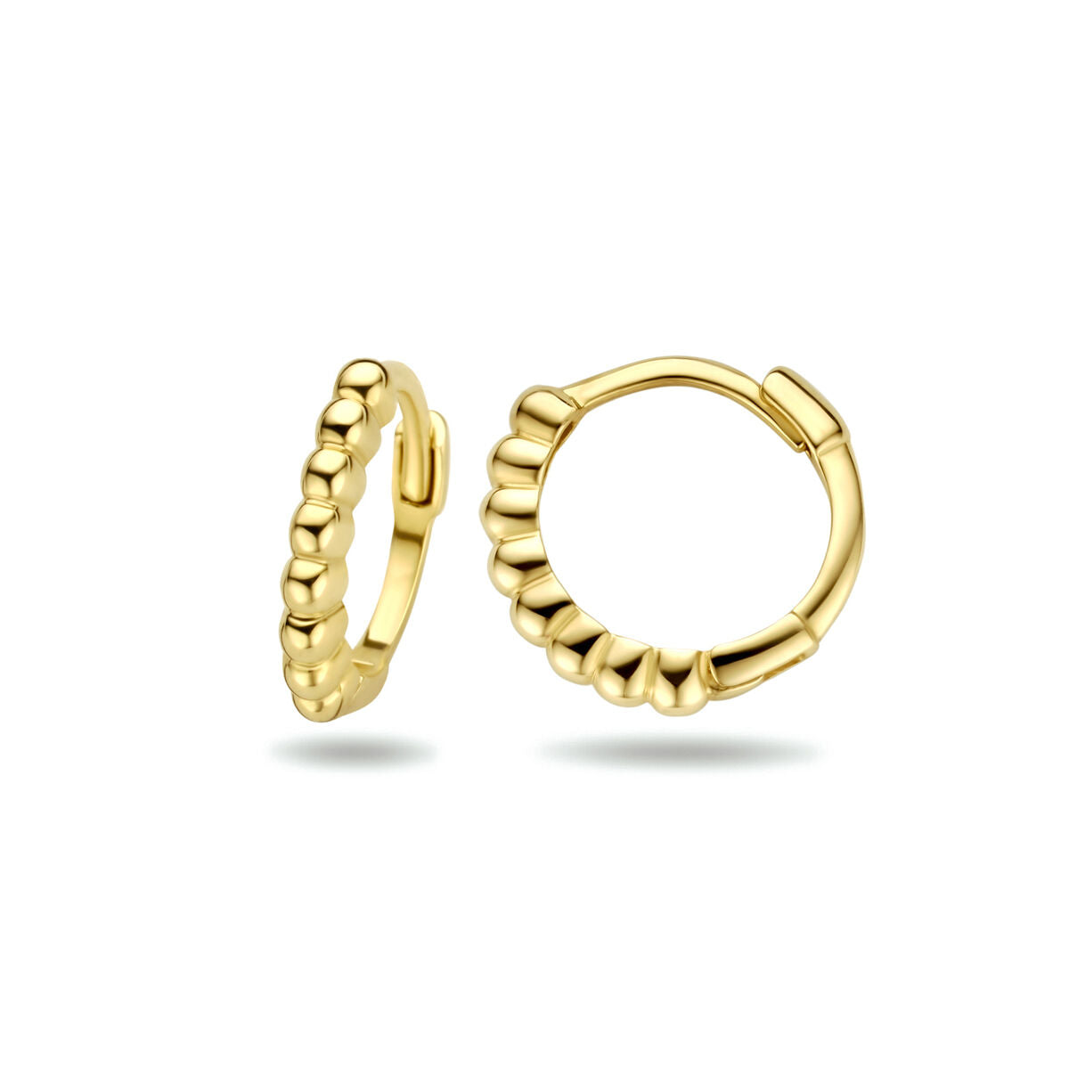 Orecchini a cerchio color oro giallo con palline – 9K