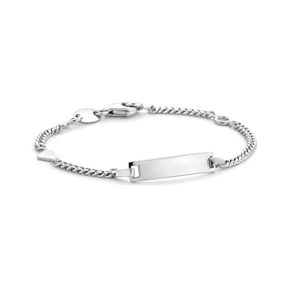 graveerarmband hart plaat 4,2 mm 9 - 11 cm zilver gerhodineerd