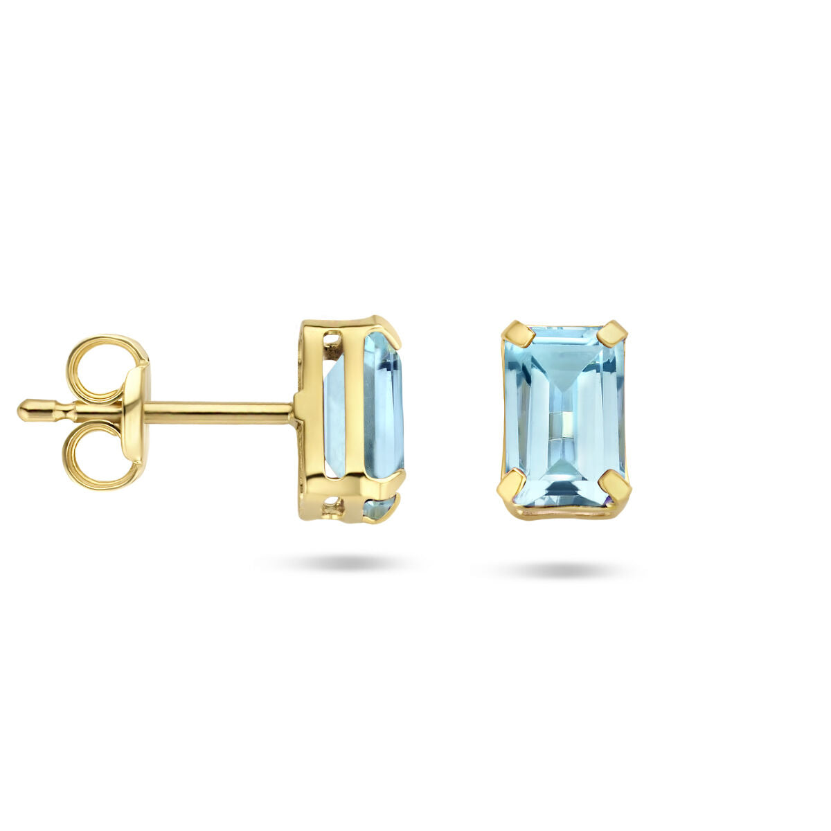 orecchini a bottone topazio blu 14K oro giallo