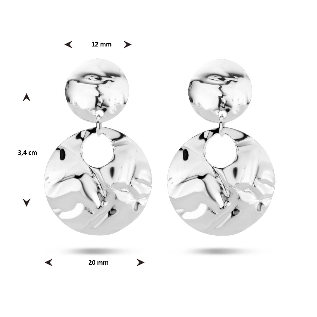 orecchini pendenti martellati argento rodiato