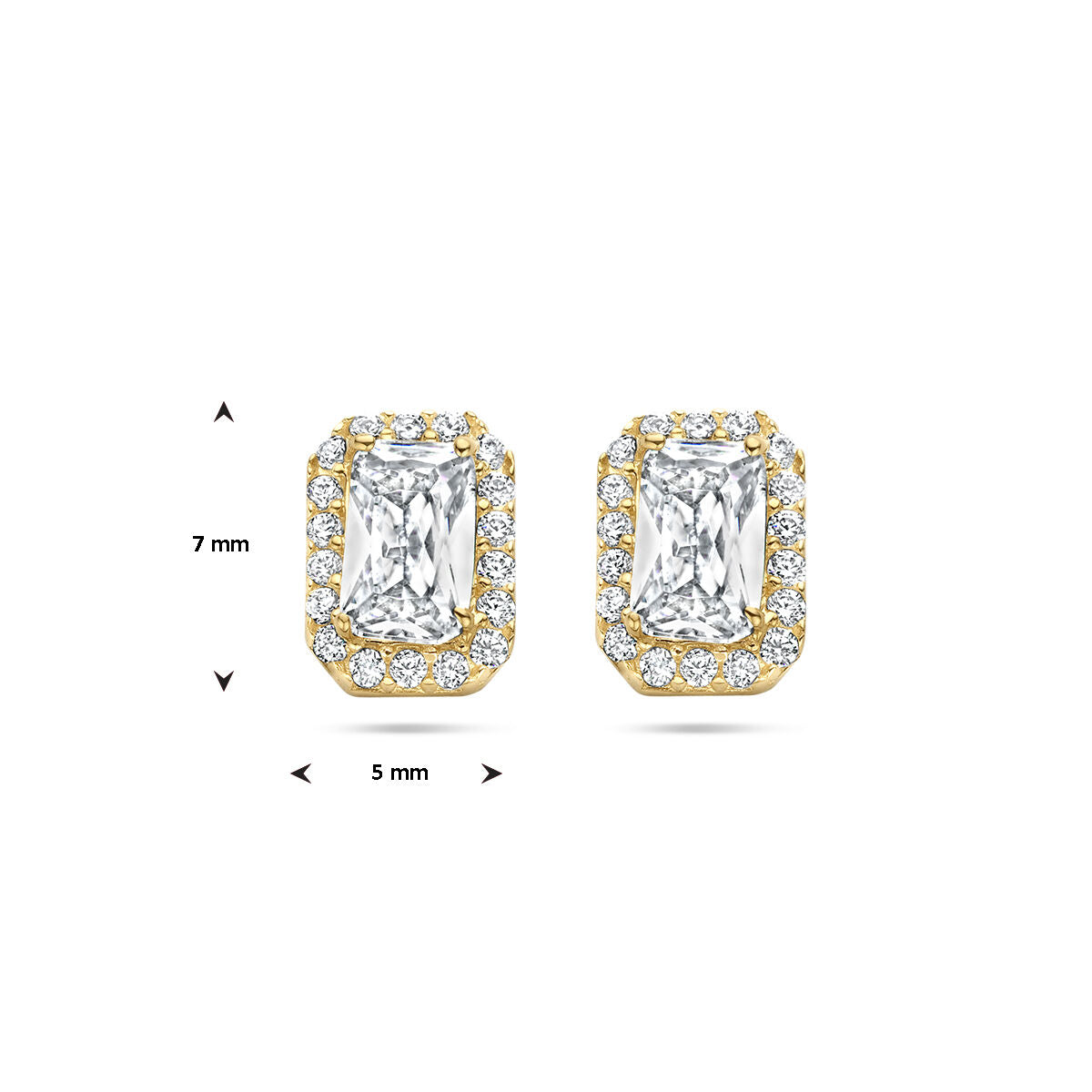 orecchini a bottone zircone halo oro giallo 14K
