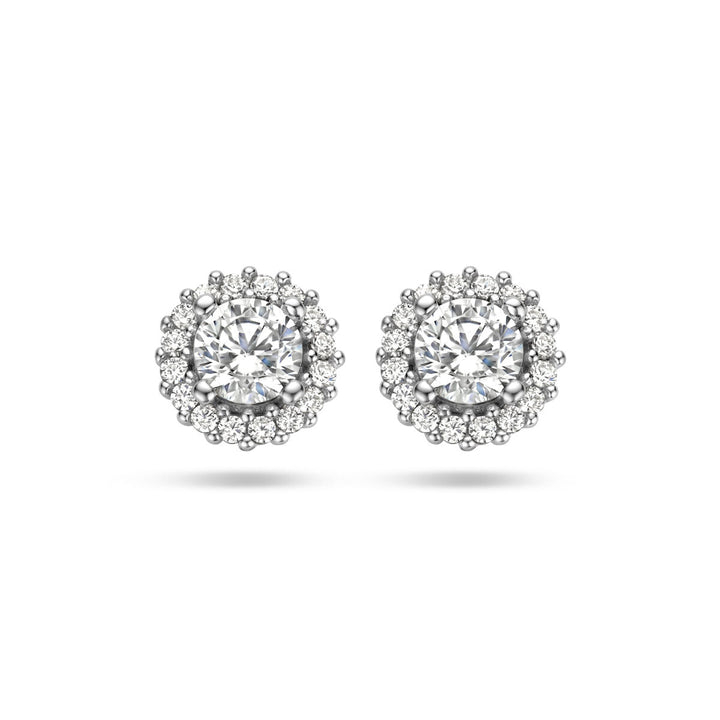oorknoppen zirkonia halo zilver gerhodineerd