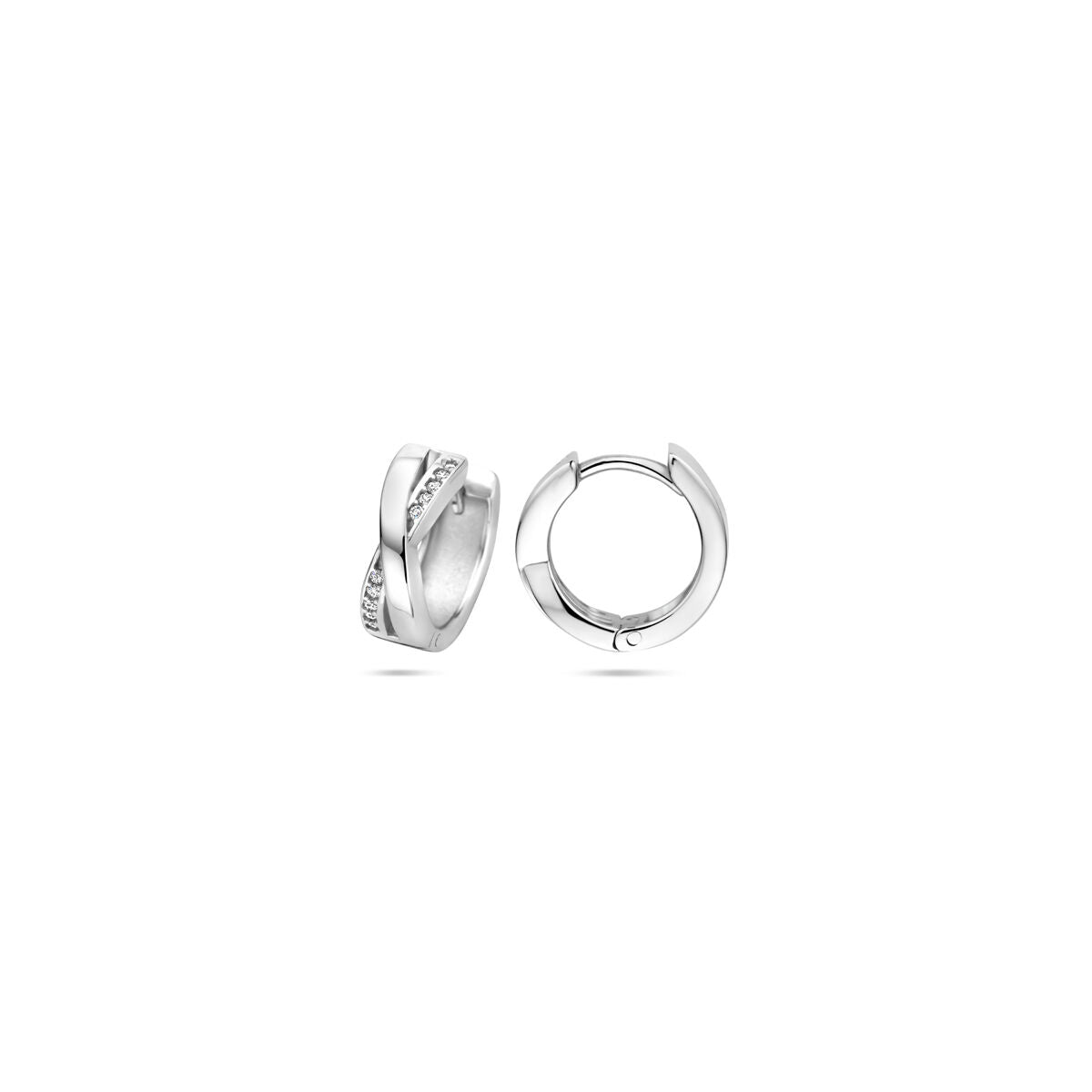 orecchini a clip zirconia 13 mm argento rodiato