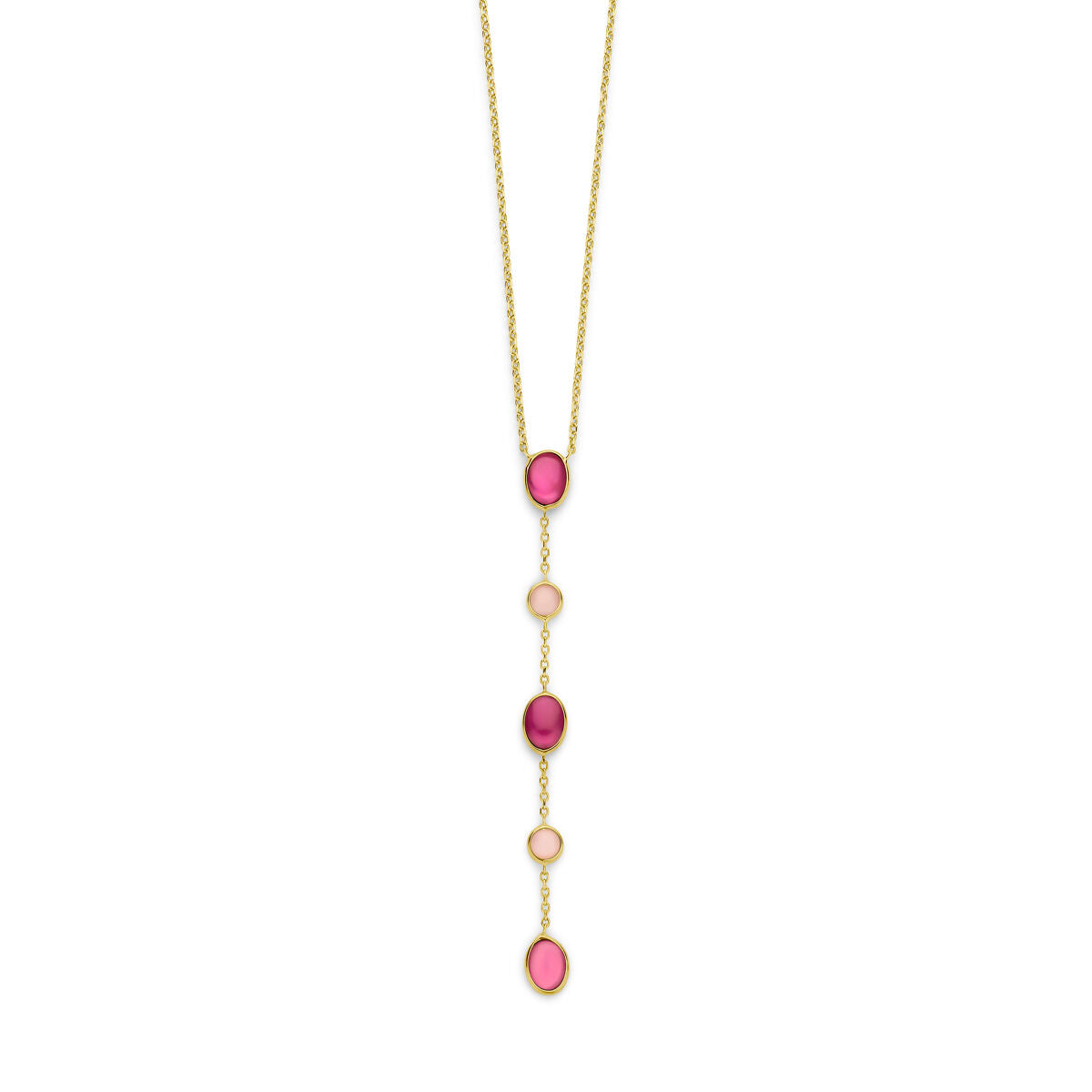 Collana da donna in oro con opale rosa e rubino 14K
