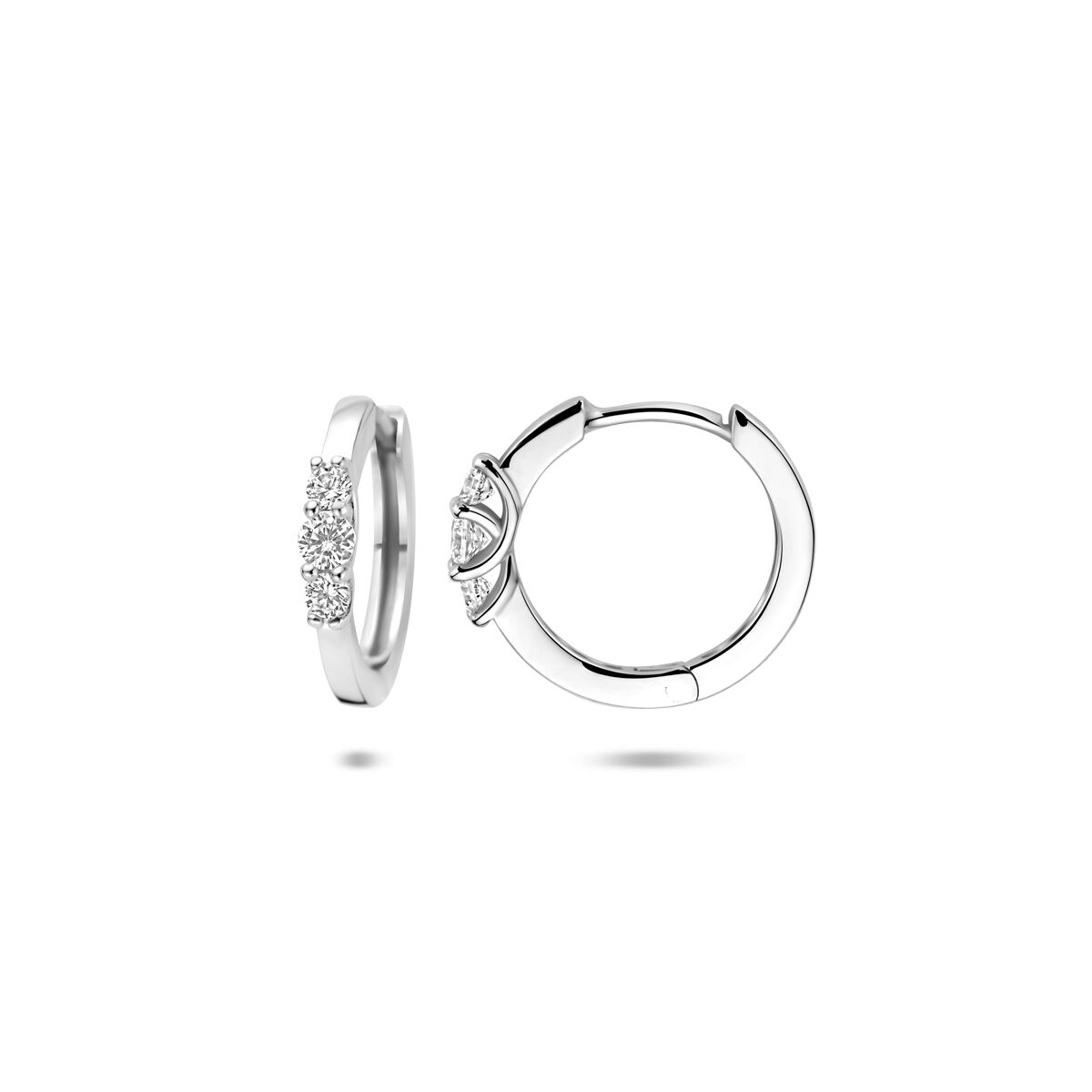 Orecchini a cerchio in argento con zirconi – argento 925 rodiato