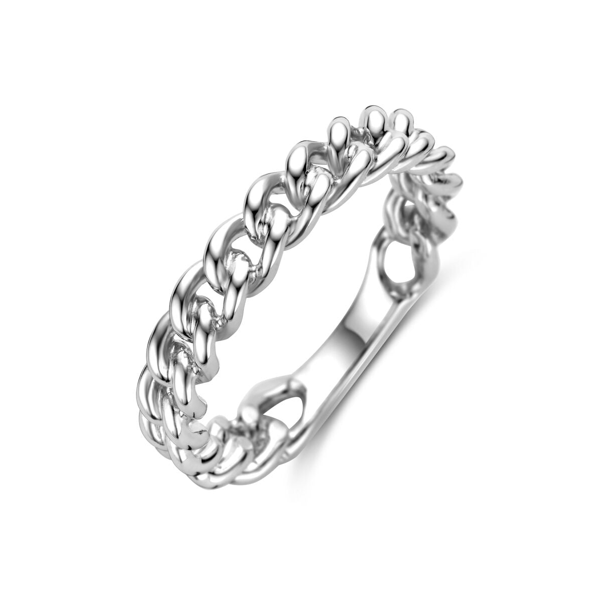 anello a catena in argento rodiato