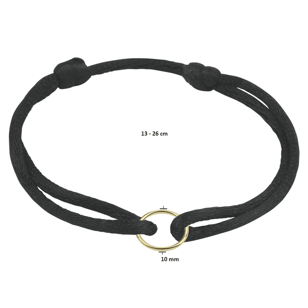 armband satijn rondje 14K goud met rubber/nylon/leer