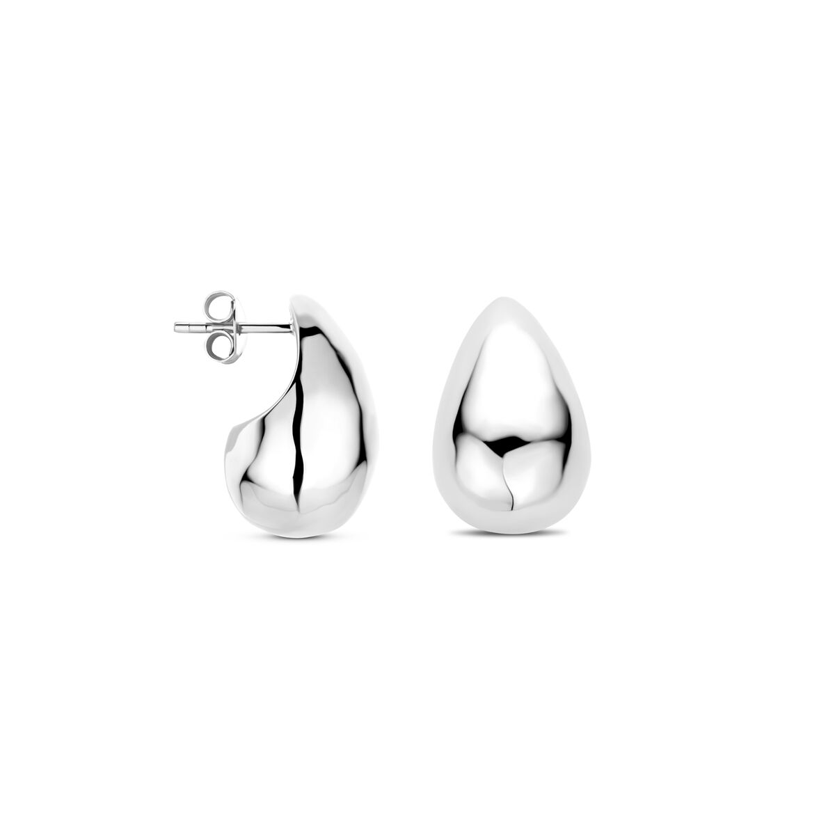 orecchini a bottone goccia 20 mm argento rodiato