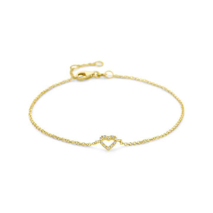 Gouden armband dames hart en diamant 14K