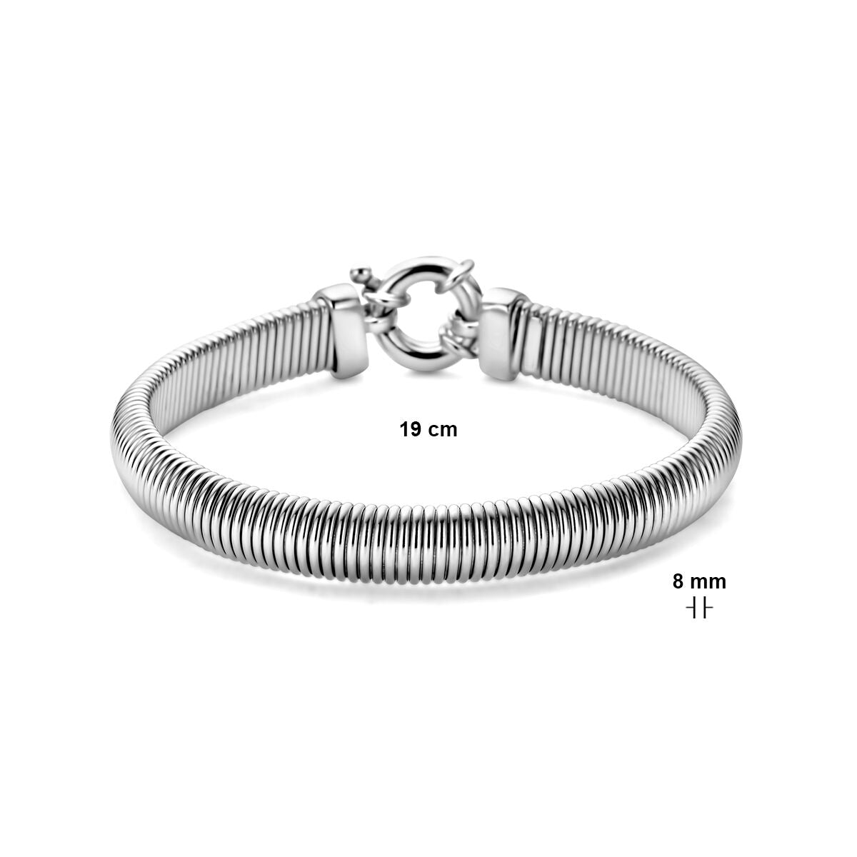 Bracciale da donna in argento con grande chiusura a molla rodiato