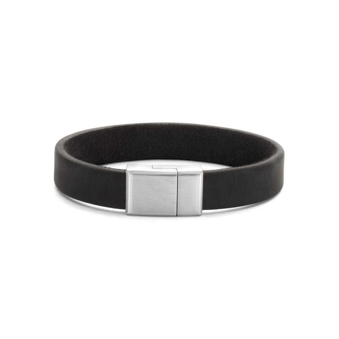 armband leer 12 mm edelstaal