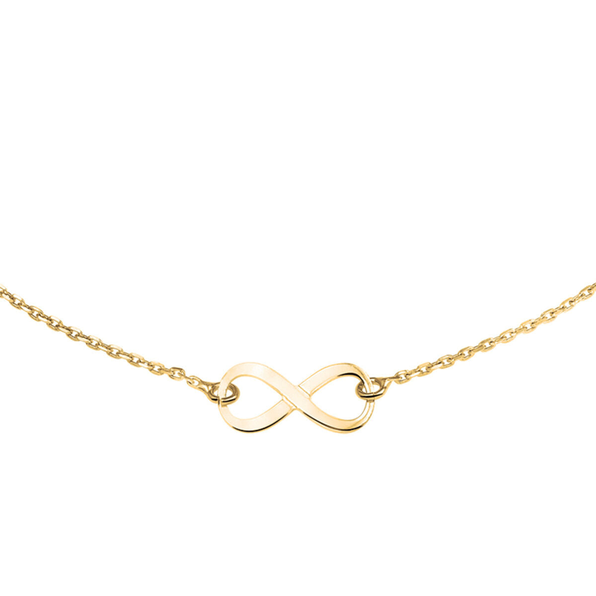 Collier van 3 micron zilver verguld met een infinity-symbool in het midden.