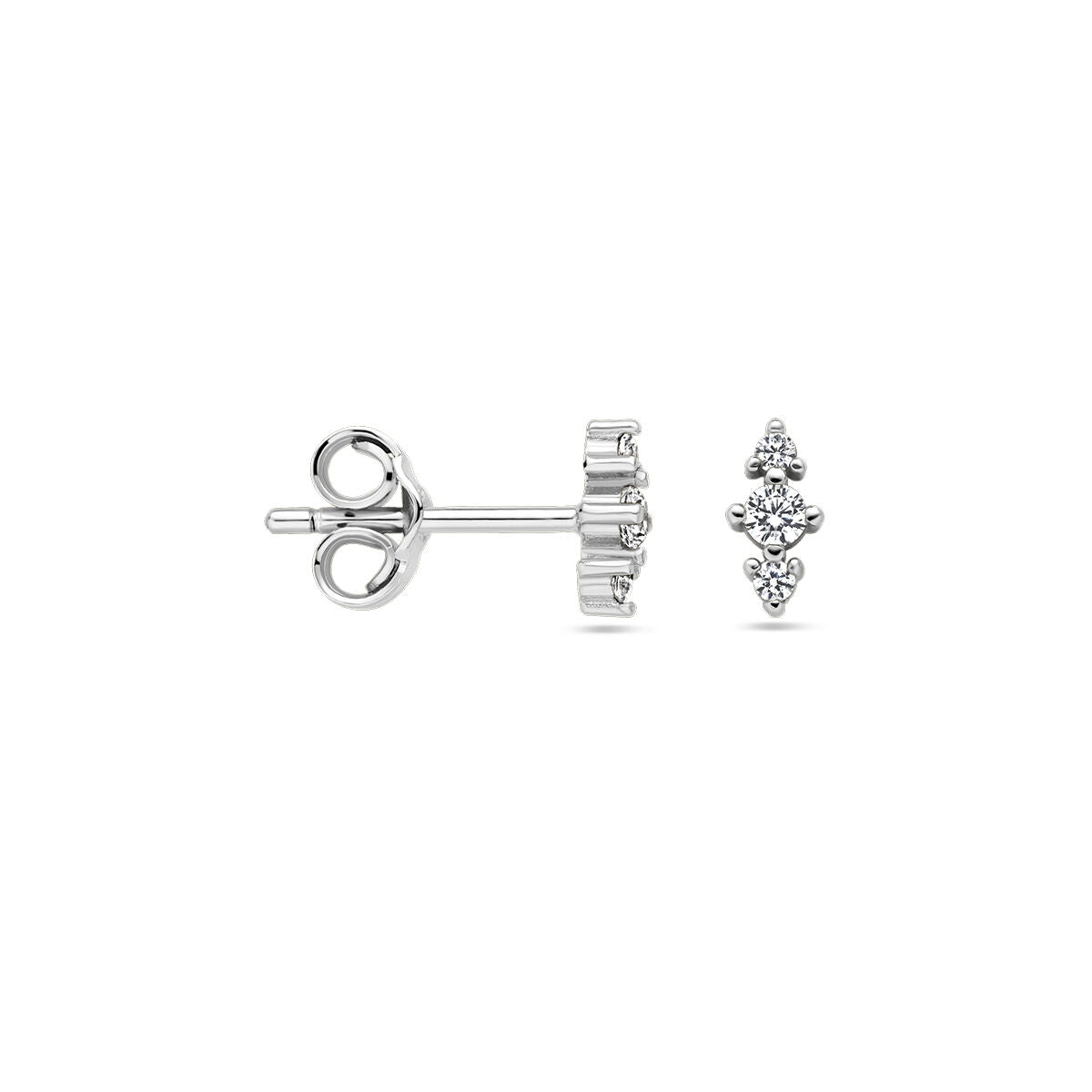 orecchini a bottone con zircone in argento rodiato
