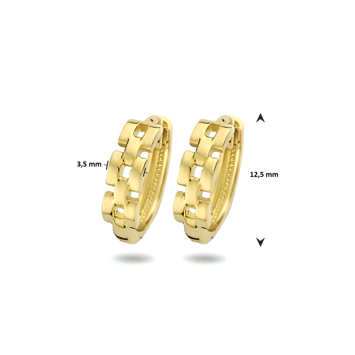 orecchini a cerchio motivo a maglia oro giallo 14K