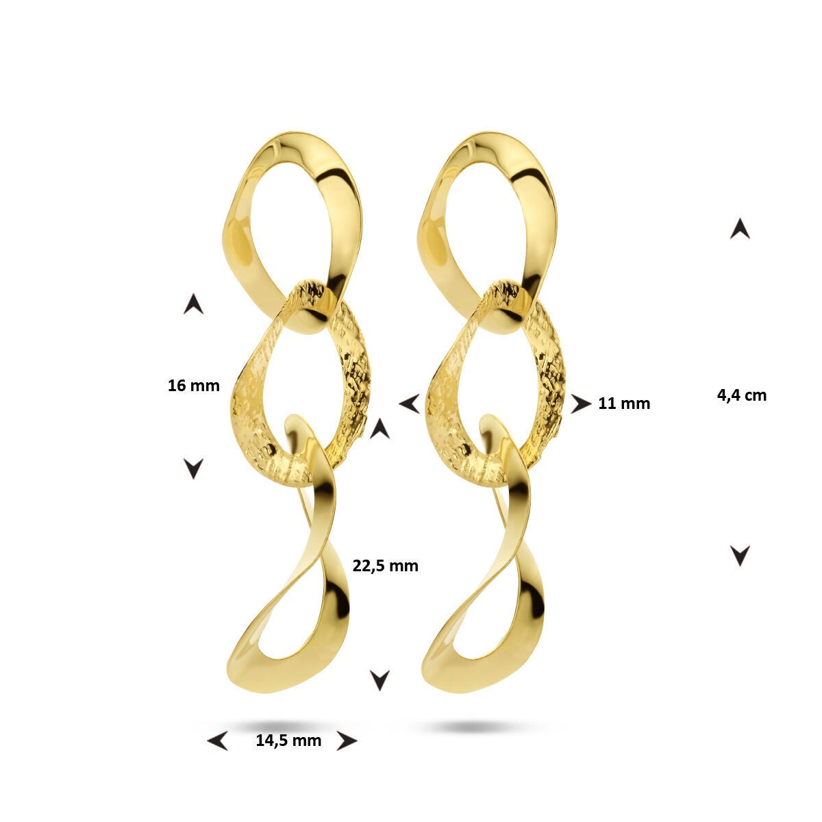 orecchini pendenti ovali lucido/opaco 1 micron argento dorato (giallo)