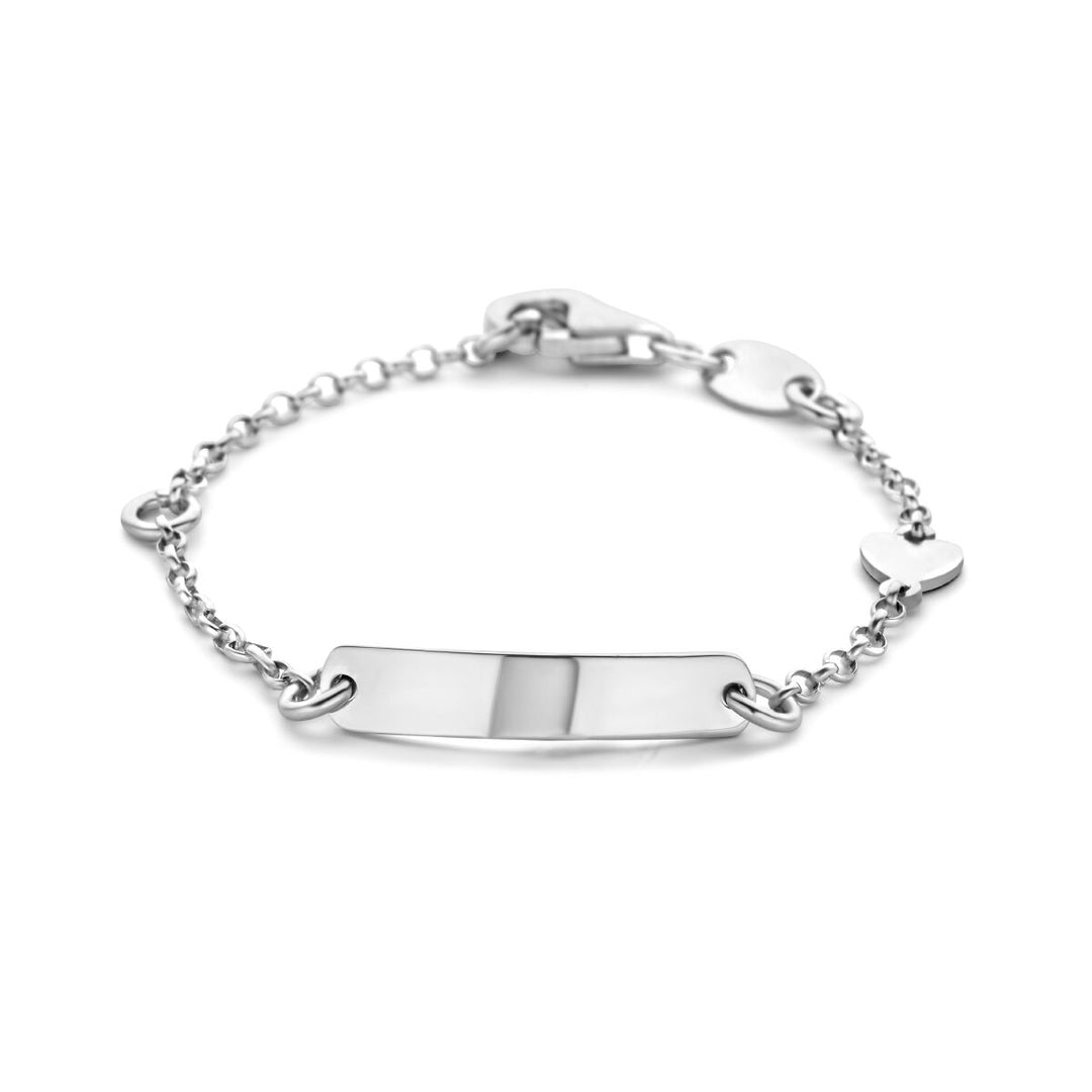 Baby armband zilver hart plaat 4,0 mm gerhodineerd