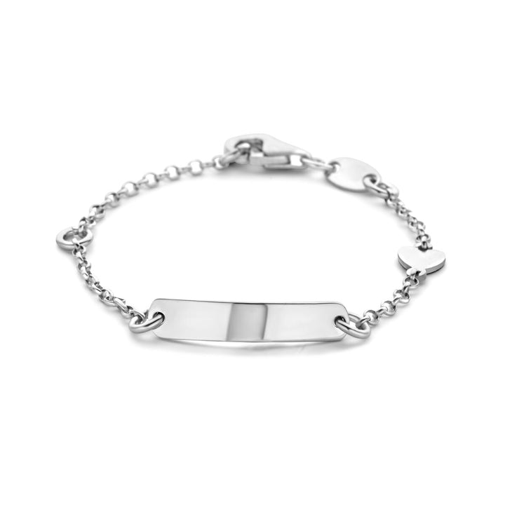 Baby armband zilver hart plaat 4,0 mm gerhodineerd