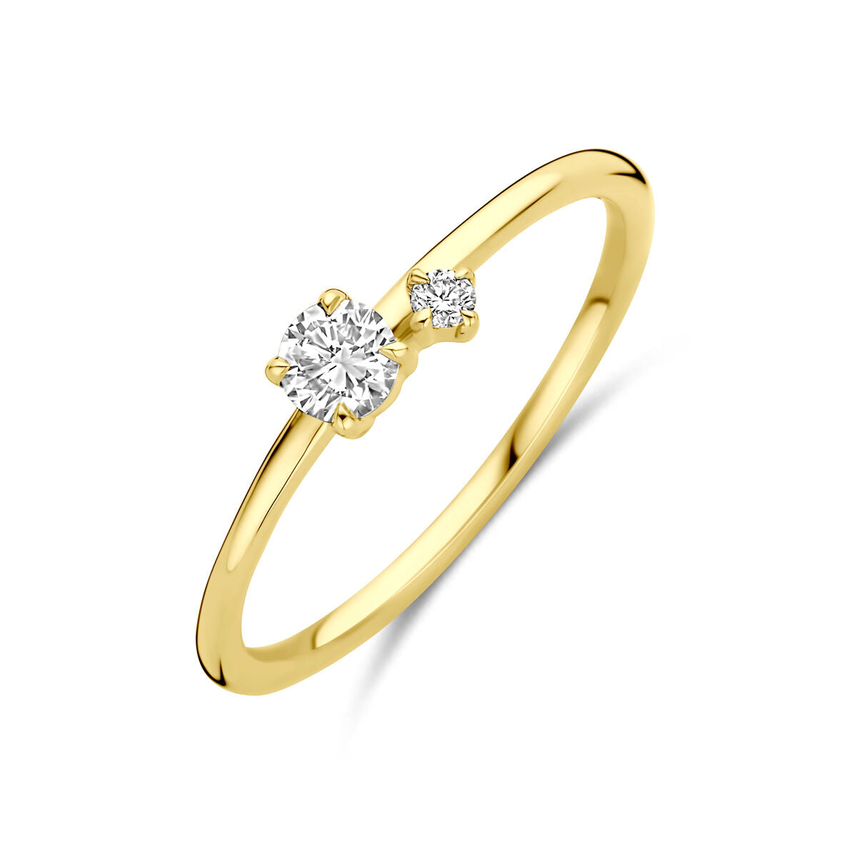 Anello in oro giallo 14K con diamante lab-grown da 0,20 ct e piccolo diamante.