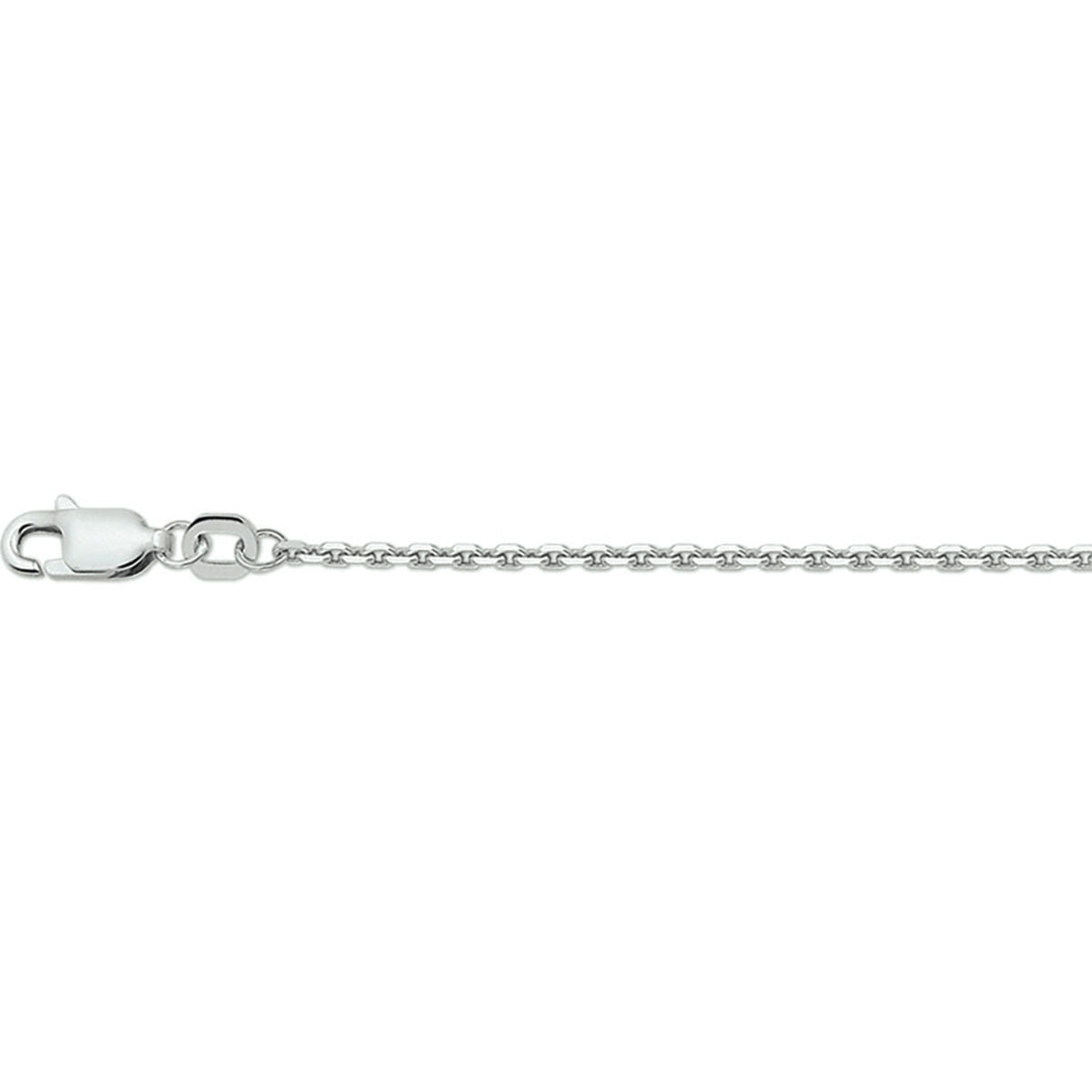 Collana anker piatta 1,6 mm in argento rodiato, lunghezza 41 + 4 cm.