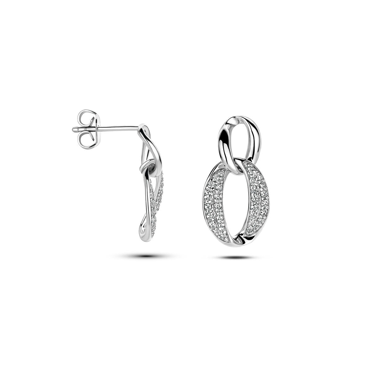 orecchini pendenti zirconia argento rodiato