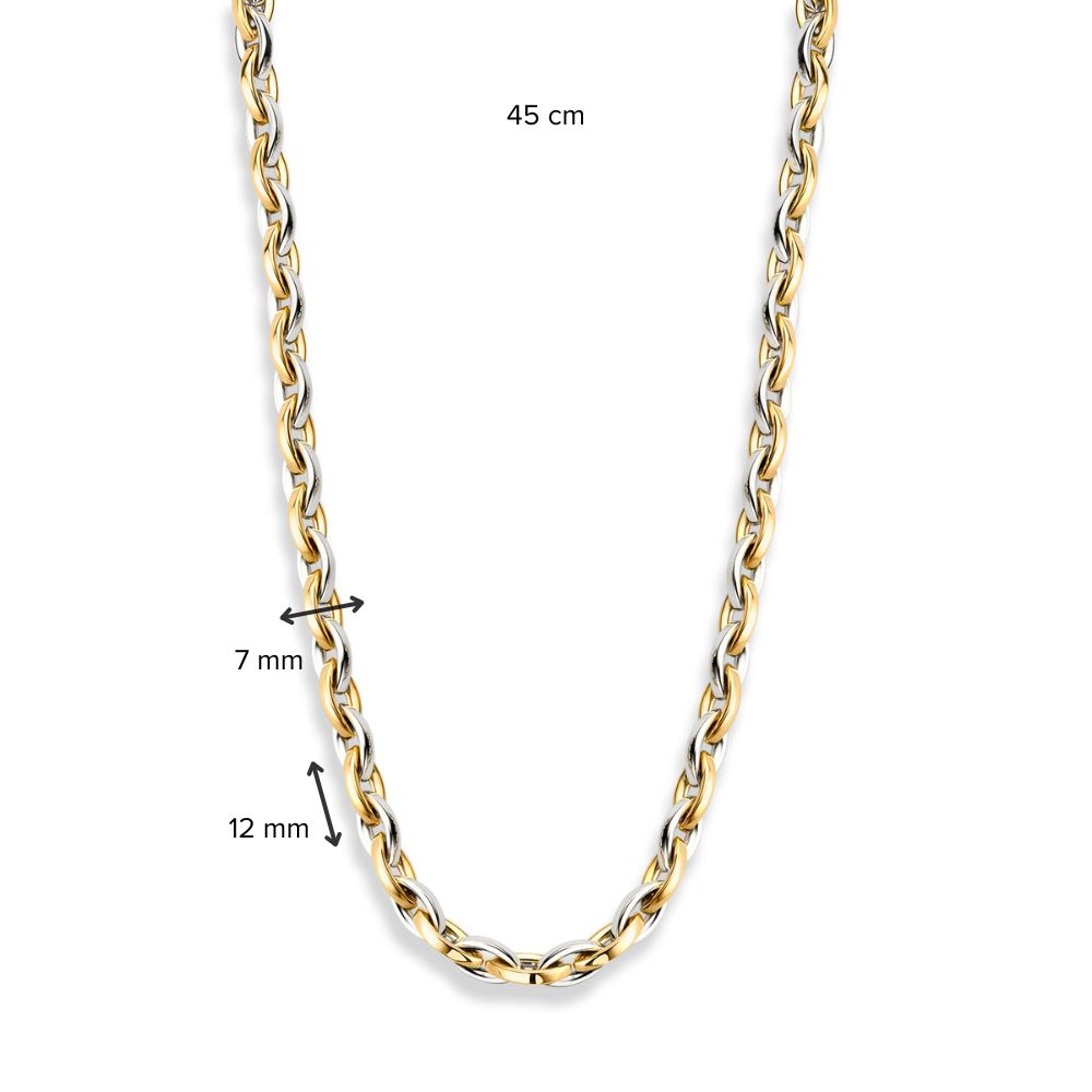 Collana in Oro Bicolore 14 Karati, 45 cm con Orecchini