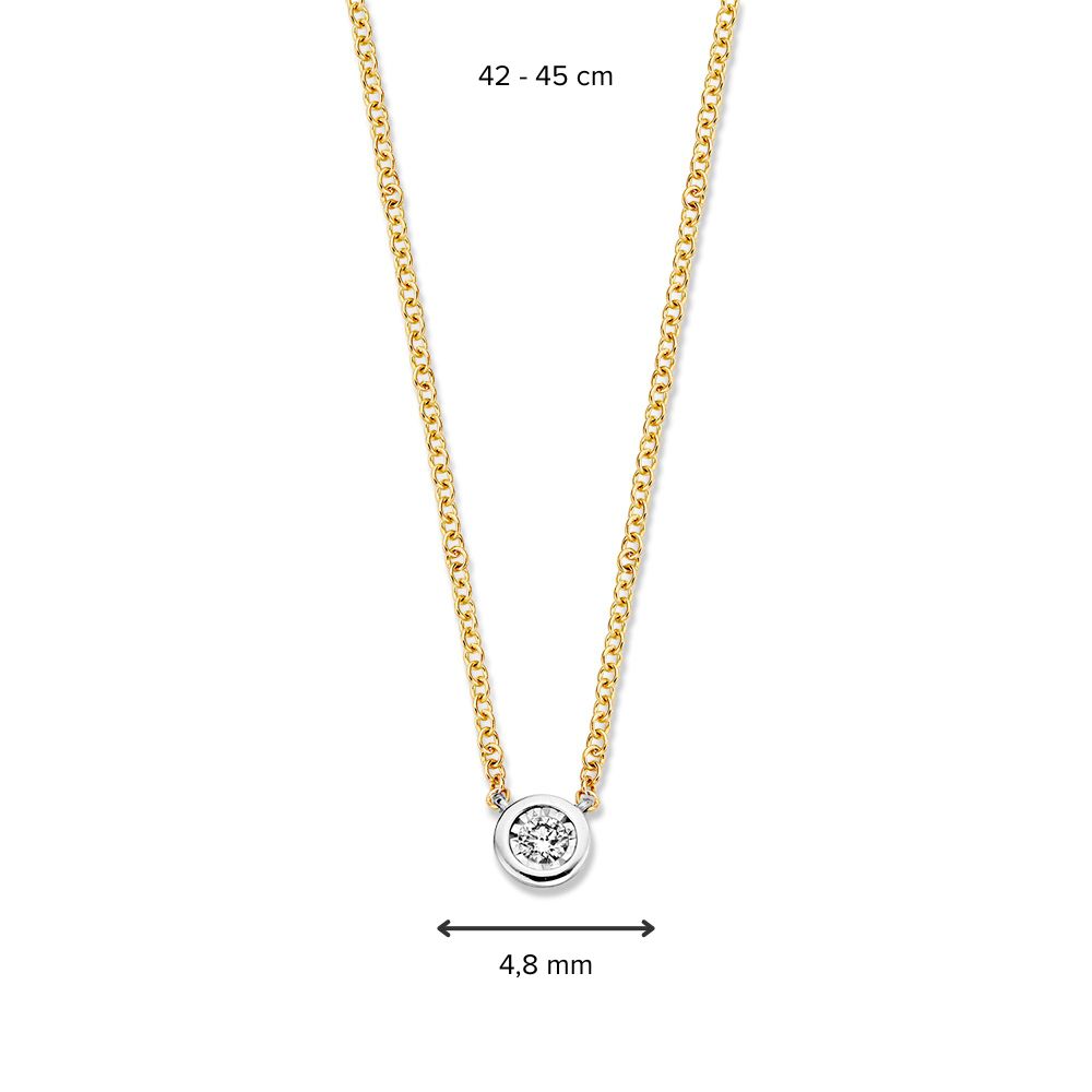 Collana in Oro Giallo 14 Carati con Ciondolo Diamante Solitario, 0.07 crt