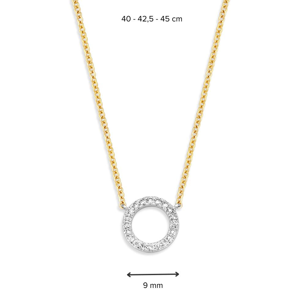 Collana in Oro Giallo con Ciondolo di Diamanti – 14 Carati, Brillante da 0.11 Carati – Spedizione Gratuita