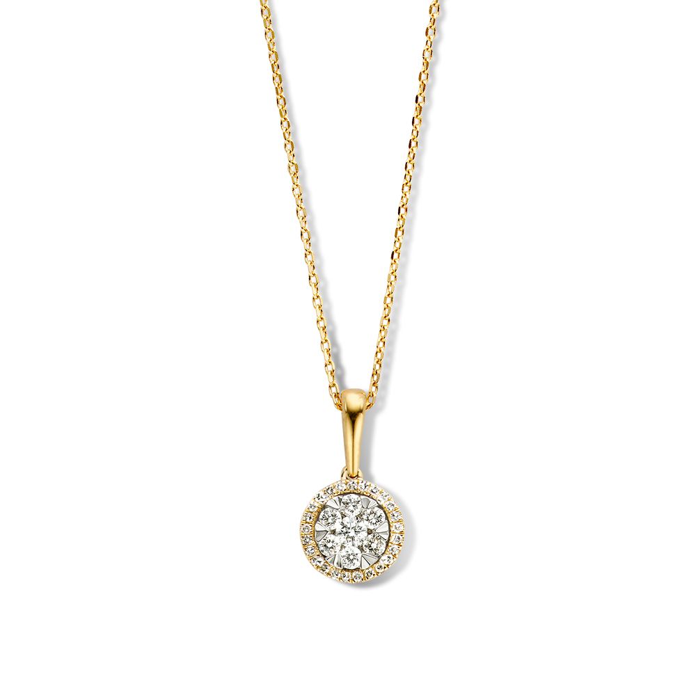 Collana in oro giallo con pendente di diamanti in incastonatura invisibile da 0,23 crt.