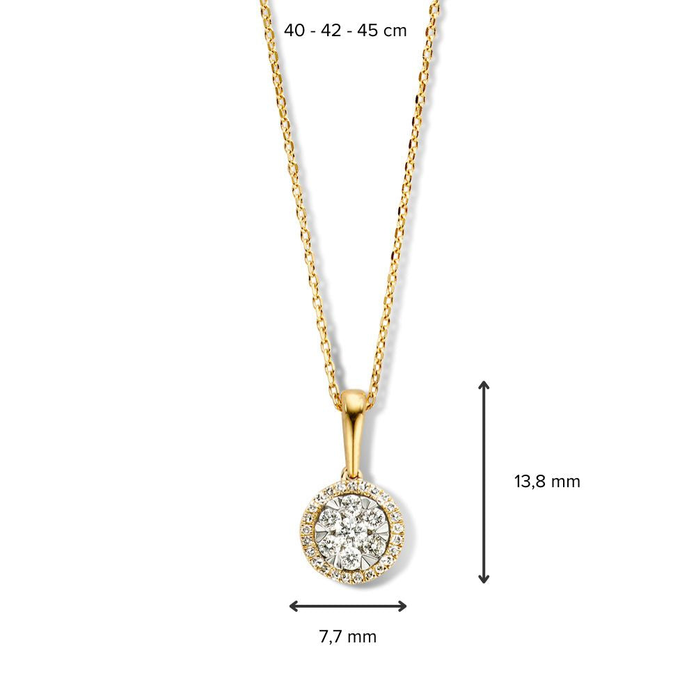Collana in Oro Giallo con Ciondolo di Diamanti in Incastonatura Invisibile 0,23 crt