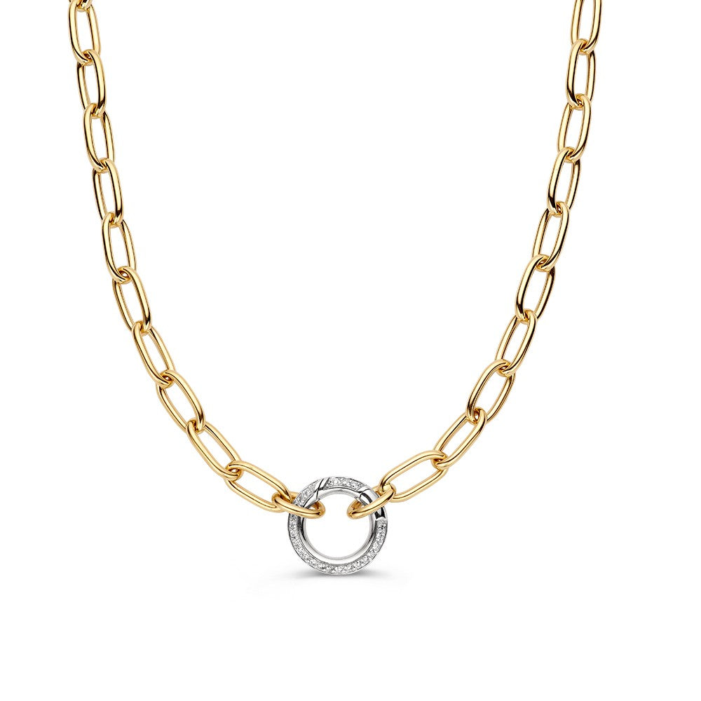 Collana bizantina in oro giallo con chiusura a molla in diamanti da 0,42 crt H/SI-1.