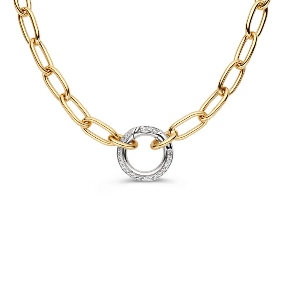 Collana a Catena in Oro Giallo con Chiusura a Molla in Diamanti 0.42 crt H/SI-1
