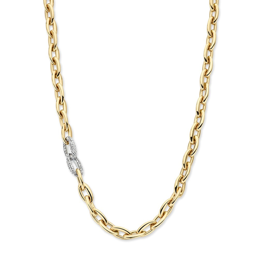 Collana bizantina in oro giallo con dettagli in diamanti da 0,50 ct.