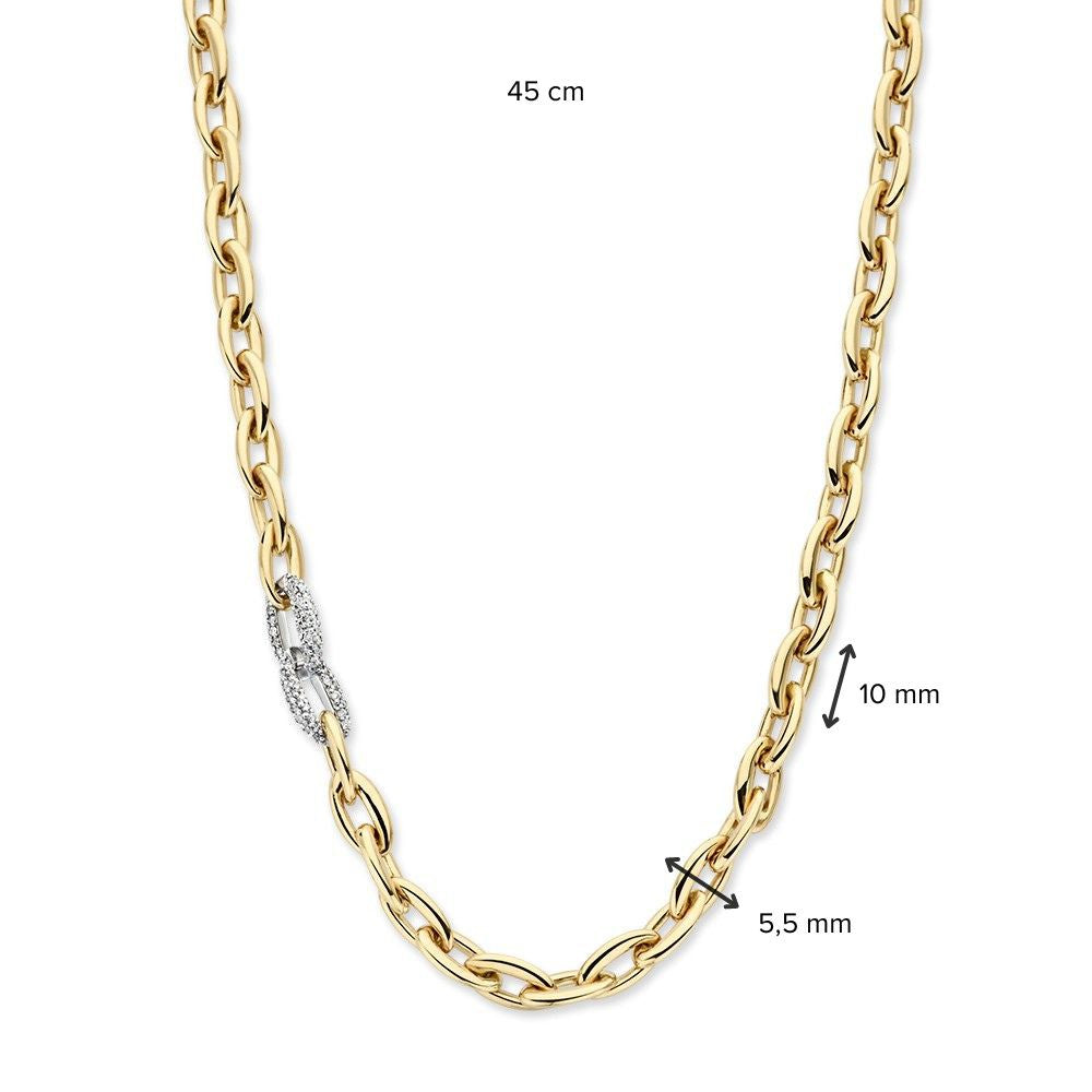Collana a Maglie in Oro Giallo con Diamanti da 0,50 ct – Eleganza 14 Carati per Donna