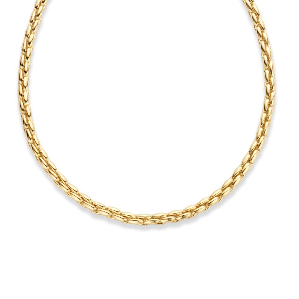 Collana in oro giallo con maglia classica, 14 carati, lunghezza 45 cm.