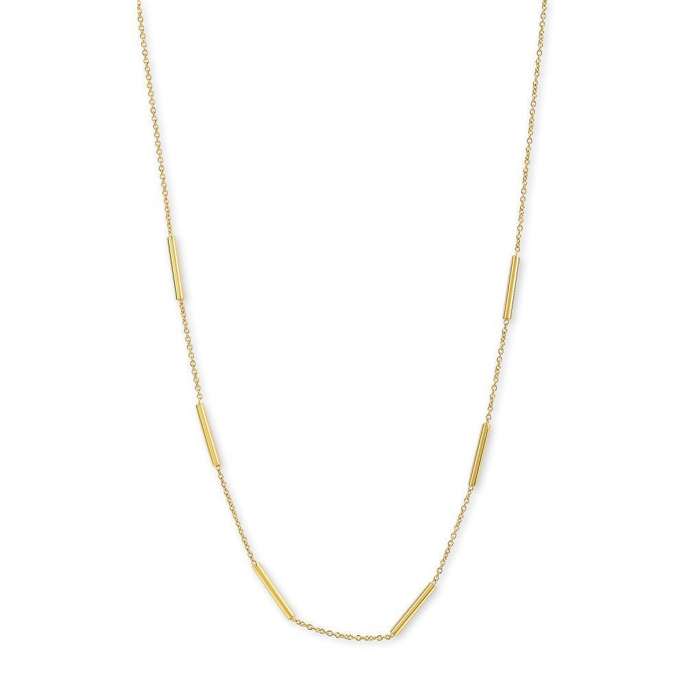 Collana in oro giallo 14 carati con tubi rotondi, lunghezza 43 cm.