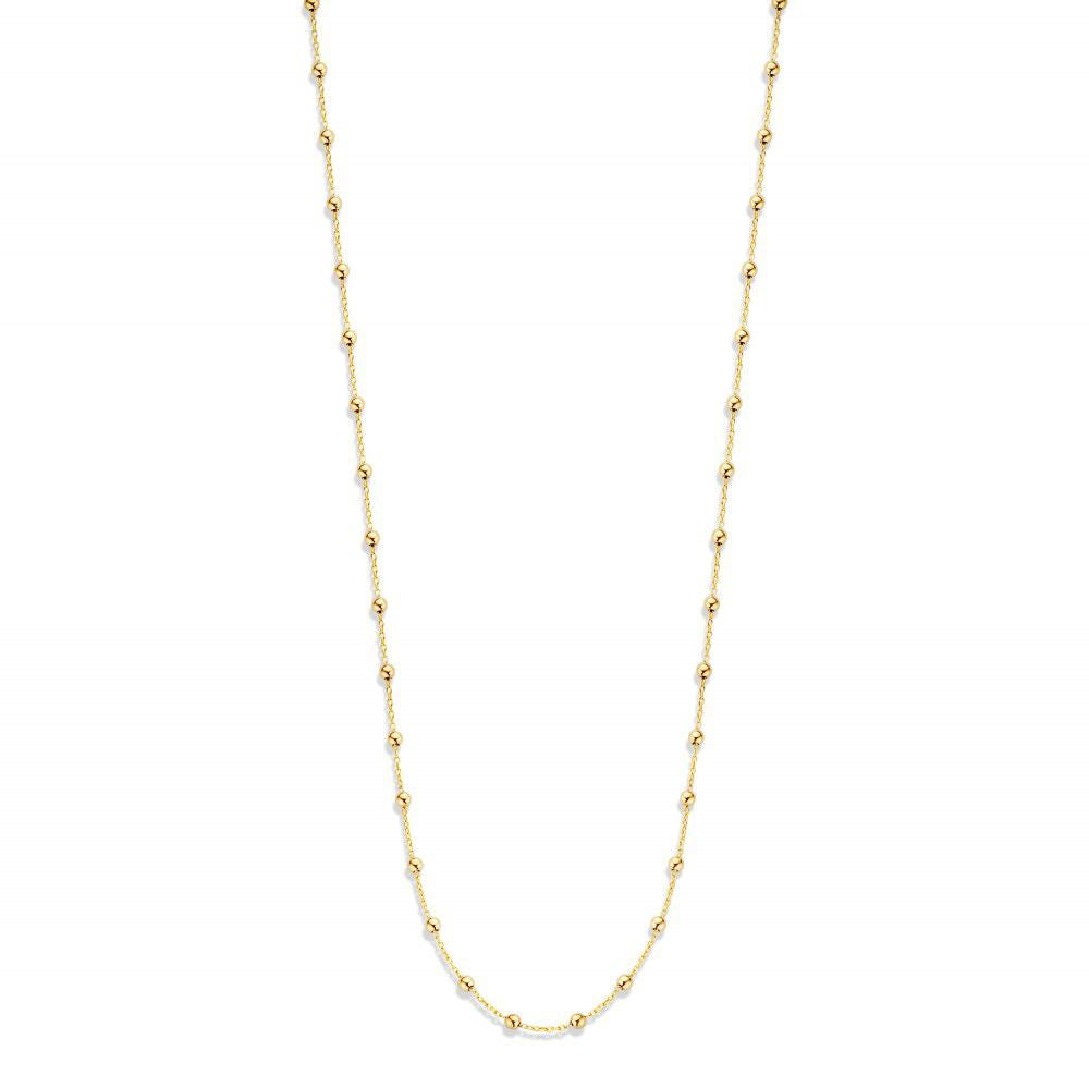 Collana in oro giallo con pallini, 14 carati, lunghezza 45 cm.