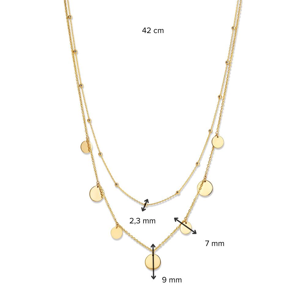 Collana in oro giallo 14K con doppia catena e coins – Gioiello moderno per donna