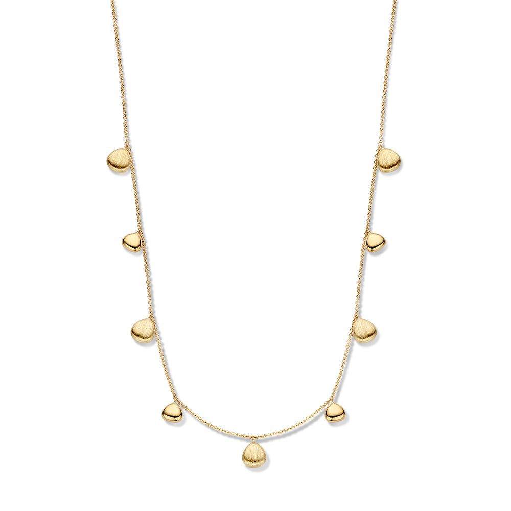 Collana in oro giallo 14K con elementi ovali, design giocoso ed elegante.