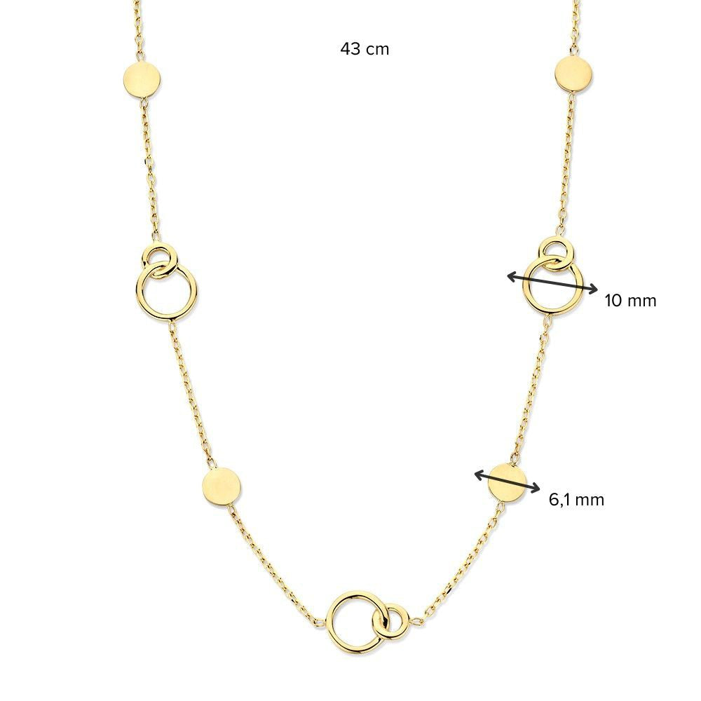 Collana in Oro Giallo con Cerchi Collegati – Eleganza 14 Carati per Donna