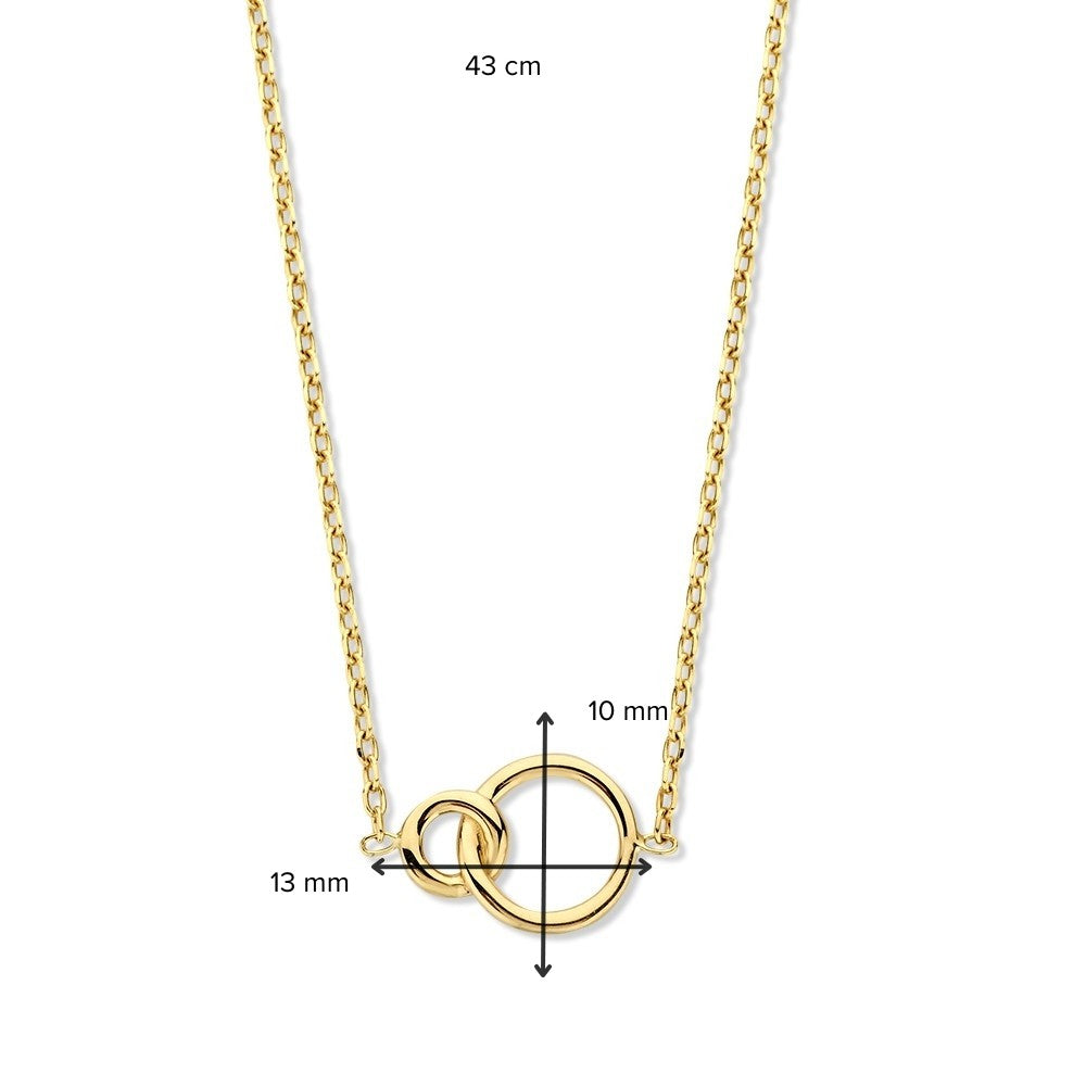 Collana in Oro con Maglia Ancora Sfaccettata e Cerchi Collegati – Eleganza in Oro 14 Carati per Donna