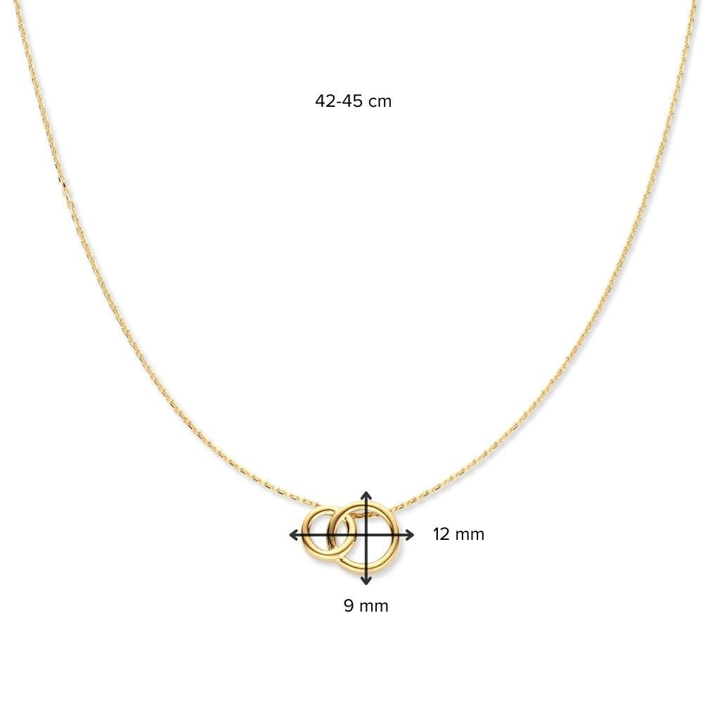 Collana in Oro Giallo 14K con Cerchi Collegati – Ciondolo Elegante da Donna